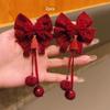 2 High-end Simple and Festive Red Bow Tassel Hair Clips Suitable for Daily Hair Accessories