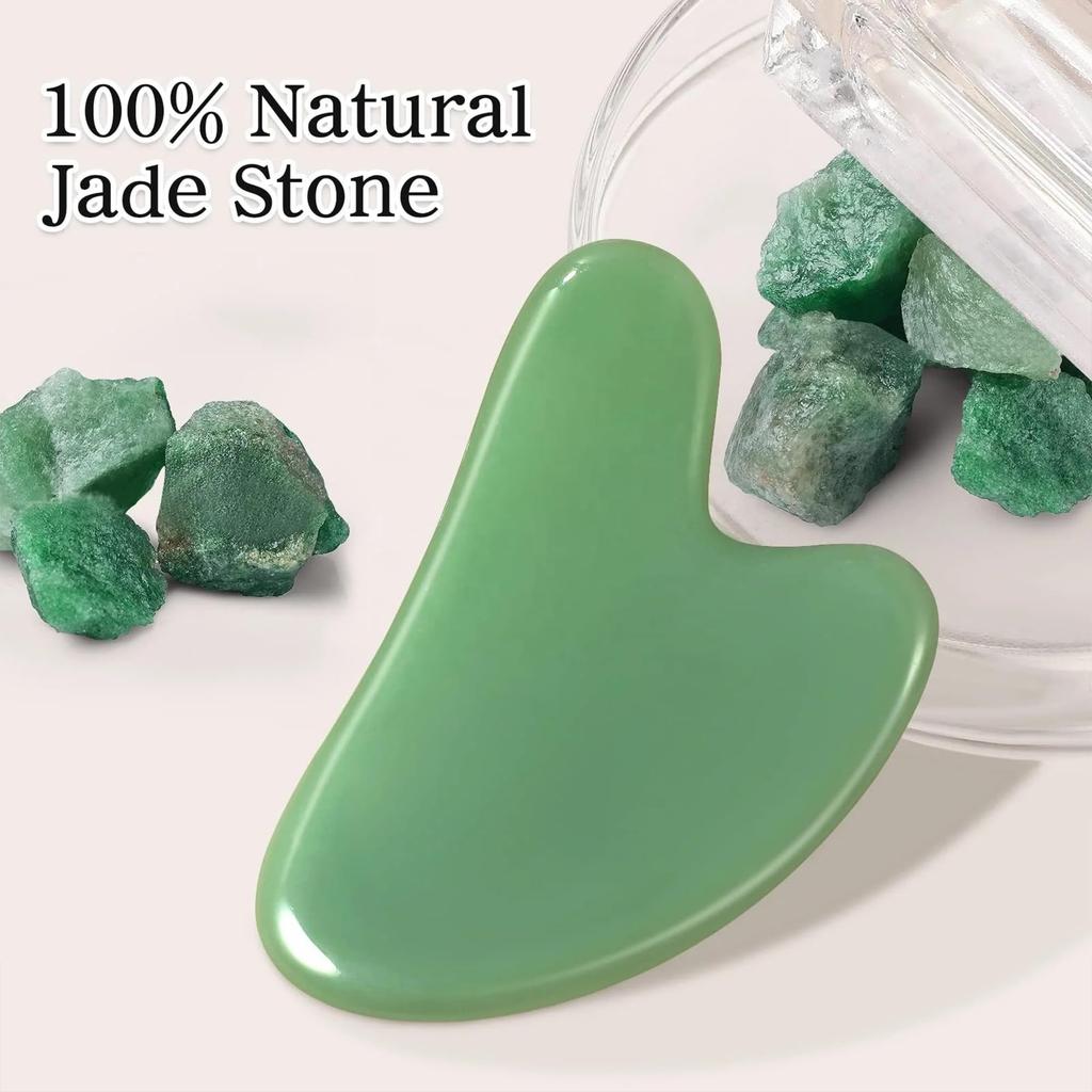 Livronic Gua Sha Facial Handheld Massager Tool | Natural Jade Stone Guasha Board SPA Acupuncture Therapy | Trigger Point Treatment | Scraping fac