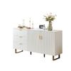 Modernes Sideboard mit zwei Türen und drei Schubladen – MDF-Möbelstück mit goldfarbener Aluminiumlegierung und robusten Stahlbeinen, [ALTE SKU: GL3045W]