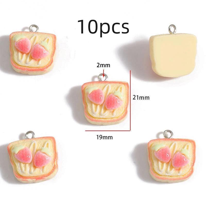 10/12Pcs Strawberry Cake Resin Cartoon Charms Diy Keychain Necklace Earrings Jewelry Making Accessories