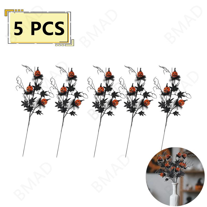 1/5/10PCS Halloween Grimace Pumpkin Black Maple Horror Bouquet Home Party Decorations Spooky Centerpiece Table Decor
