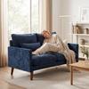 2 Seater Sofa, Loveseat Sofa with Spring Cushions, Wide and Deep Seat, Wood Legs, Blue