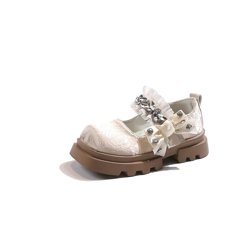 2024 Girls Mary Jane Shoes Lolita Style Children Princess Shoes Sweet Elegant Kids Causal School Leather Shoes Fashion Versatile