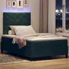 LED Box Spring Bed with Headboard Dark Green 120 x 200 cm Velvet