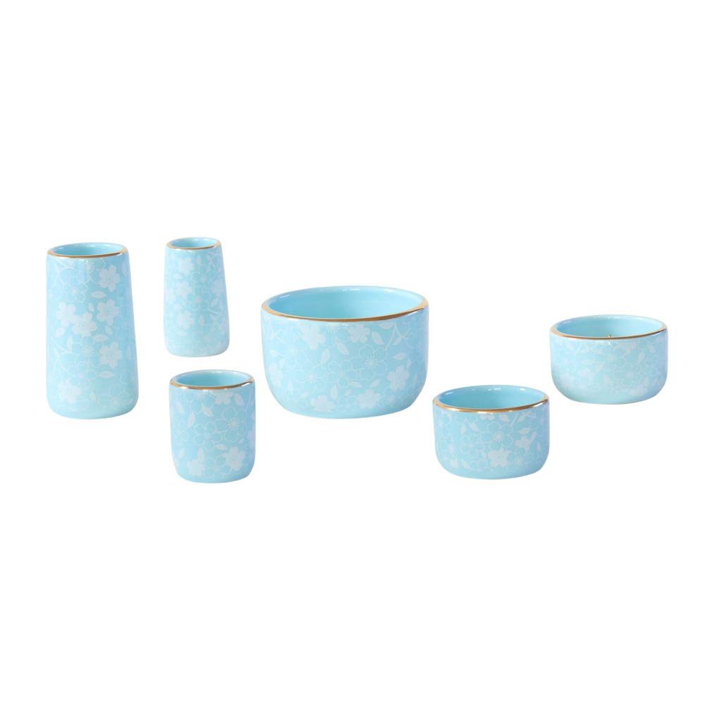 

Ceramic Buddhist Altar Set [6 pieces] Cosmos Blue Sakura Pattern