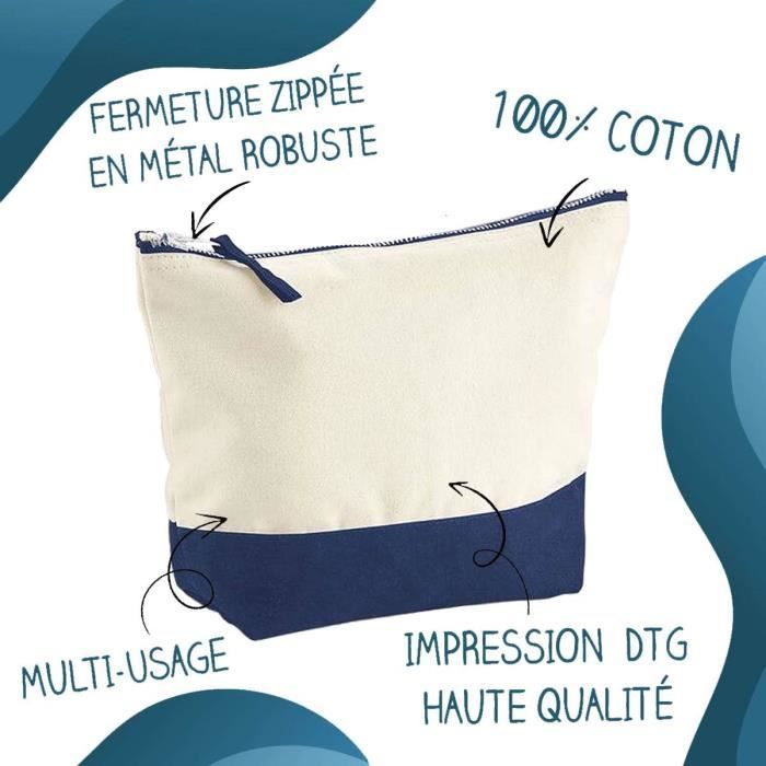 Trousse maquillage - PLANETEE - Meilleur secrétaire du monde (fond bleu) - Grand format - Sublimation HD - Coton FR