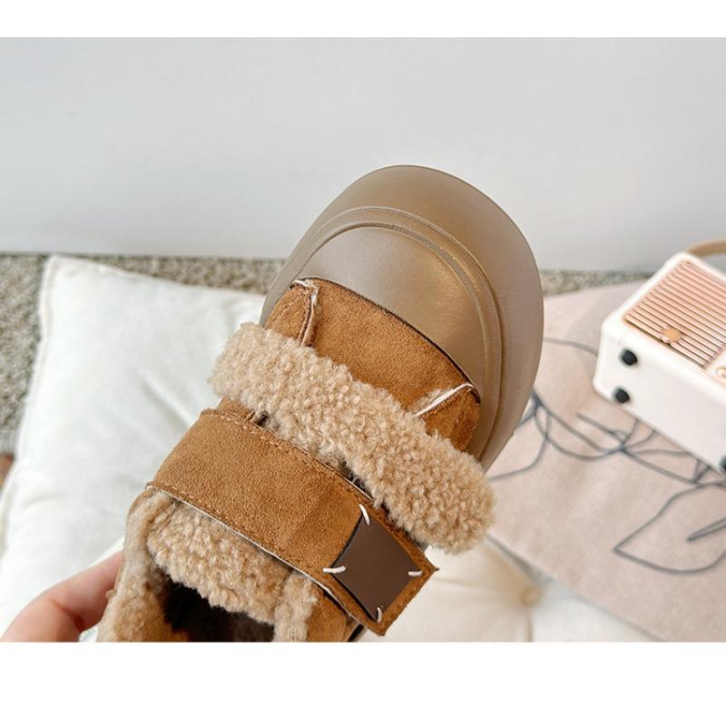 Winter new style children's shoes, Korean-style lamb wool girls' cotton shoes, fleece-lined warm closed-toe anti-kick furry shoes