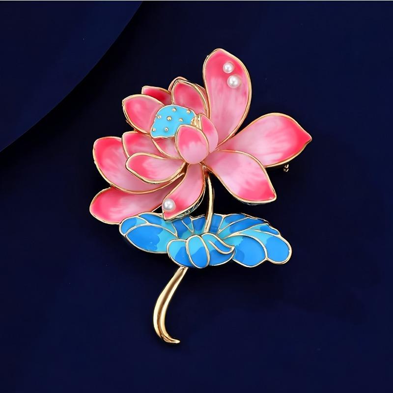 Enamel Gradient Lotus Brooch, A Sophisticated and Elegant Brooch Accessory with A Touch of Sophistication