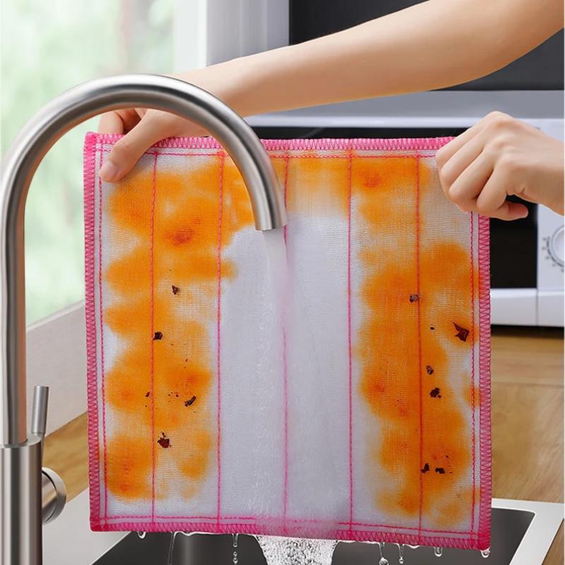 13-Piece Dishwashing Cloth Set, 10 Scouring Pads + 3 Sponges, Kitchen Household Non-Greasy Thickened Super Absorbent Lint-Free Cleaning 