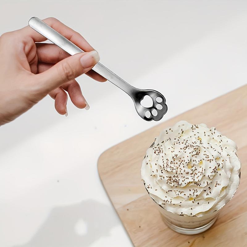 Stainless Steel Cat Claw Cookie Scoop Hollow Design Coffee Dessert Mixing Spoon Cake Dessert Spoon Kitchen Baking Gadgets