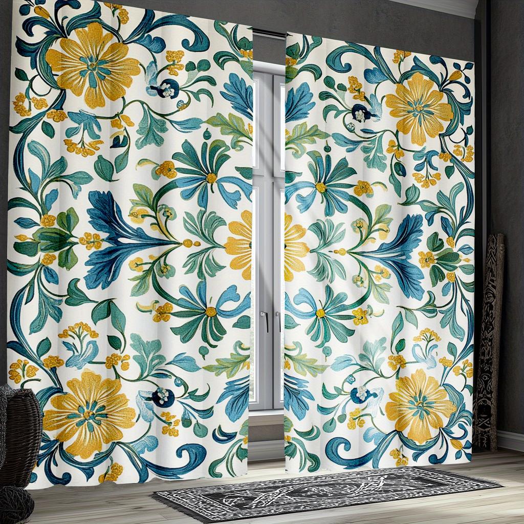 William Morris Curtains Vine Floral Botanical Patterns Living Room Bedroom Curtain Set Of 2 Vintage Made Polyester Washable Sitting Ready