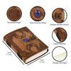Buy 2, Get 1 FREE! Handcrafted Charcoal Leather Journal – Premium Genuine Leather, Embossed Moon Phase & Lapis Lazuli Stone