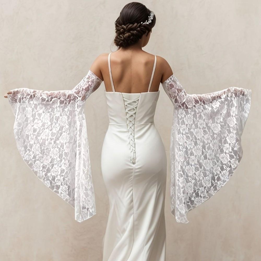 Lace Mesh Flared Long Sleeves Breathable Arm Covers Elegant Arm Sleeves Wedding Dress Accessories