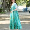 Women's Plus Size V-Neck Floral Long Dress – Short Sleeve Loose Fit Casual Dress with Pockets (Sizes XL-5XL)