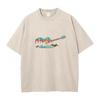 Nature Guitar Round Neck Vintage T Shirt Lovers Day Tops Tees Short Sleeve Funny Cotton Outdoor Washed Tops Tees Slogan Male