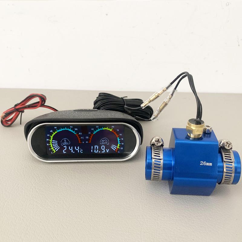 Auto Parts Digital Water Temperature Gauge + Volt Water Temperature Sensor Head Plug Joint Pipe Sensor Radiator Hose Adapter NPT