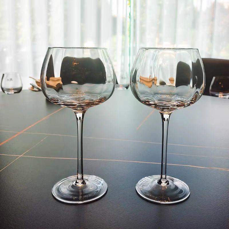 Červené víno sklo s textúrou tekvice Európske krištáľové sklo pohár Moderná jednoduchosť Domácnosť Kreatívny 430ml Geometrický karaf