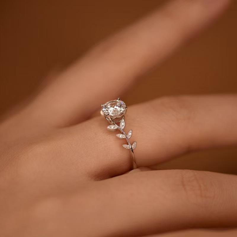 Fresh Sweet Adjustable Rhinestone Zircon Ring for Women