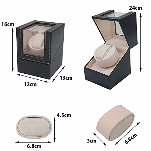 WNJAPAN Rota Relógio, Rota Relógio Automático Individual, Operação Silenciosa, Presente Popular, Item de Decoração, Couro PU Preto Embossado, WM-01BK