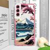 Retro Japoński Pejzaż Fale Etui na Telefon dla Samsung Galaxy S22 S23 S20 FE S24 S25 Ultra S21 Plus Estetyczny Krajobraz Miękki Pokrowiec