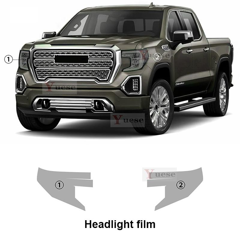 For GMC Sierra AT4 DENALI SLT - Car Protection Film Headlight Mirror Film TPU Clear Anti Scratch Sticker