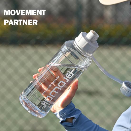 1000ml Sports Water Bottle with Handle Large Capacity Leak-proof Shaker Cup Portable Drinkware Transparent Outdoor Running Cycling Travel