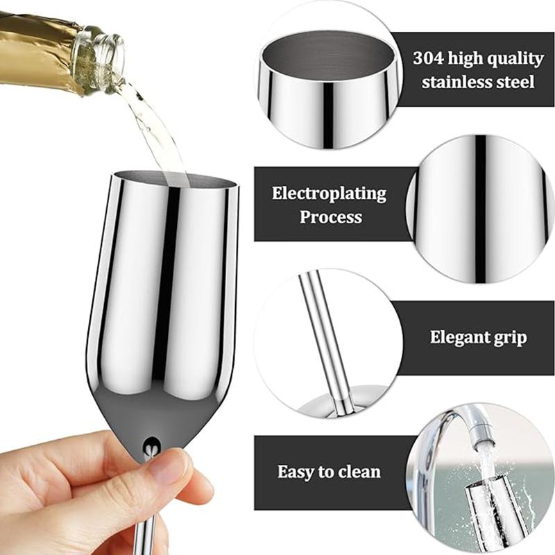 6Pcs Stainless steel wine glasses unbreakable metal cocktail glasses 220ml for drinking cocktails and wine in the at bar Cup