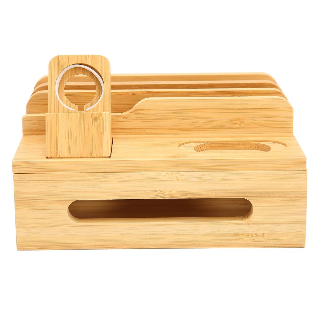 Bamboo Multi Devices Charging Station Charging Dock Stand Rack for Phone Tablet Watch