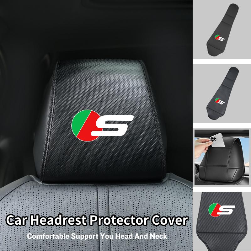 Car Seat Headrest Cover Leather Neck Pillow Protector Accessories For Jaguar XF XJ XFR XKR X-Type F-Pace I-Pace S-Type F-Type SS2