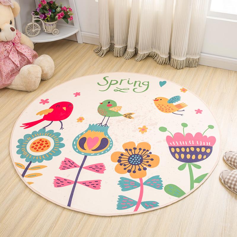 Hand-painted Colorful Printed Pattern Round Floor Mat Home Bedroom Living Room Decoration Lovely Floor Mat Doormat