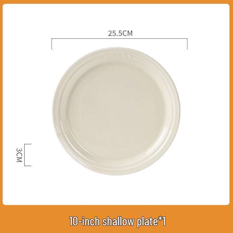 French Cream Style Underglaze Ceramic Bowl Set (2025), Including Rice Bowl, Plate, and Chopsticks.