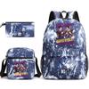 3 Piece School Backpack Set for Students Large Capacity Oxford Cloth Schoolbag with Shoulder Strap and Pencil Case
