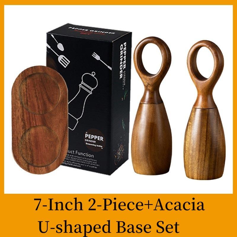 New Acacia Wood Pepper Grinder Nordic Western Restaurant Spice Shaker Solid Wood Sea Salt Grinder Bottle Pepper Mills Seasoning Jar