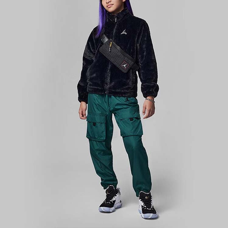 Jordan Kids Back Logo Letter Print Stand Collar Jacket Kids Jackets Black FD4988-010