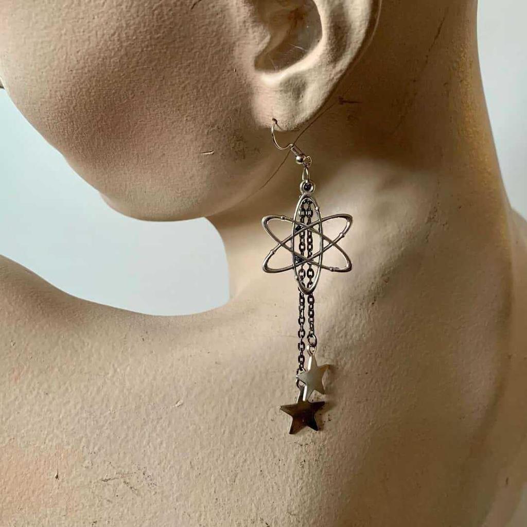 Silver Nebula Meteor Earrings - Gothic Pagan Witch Celestial Jewelry, Alternative Twisted Design