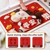 Red Year of The Horse Door Mat Non-slip Soft Pony New Year Floor Mat Water Absorption Blessing Words Carpet Entrance Mat