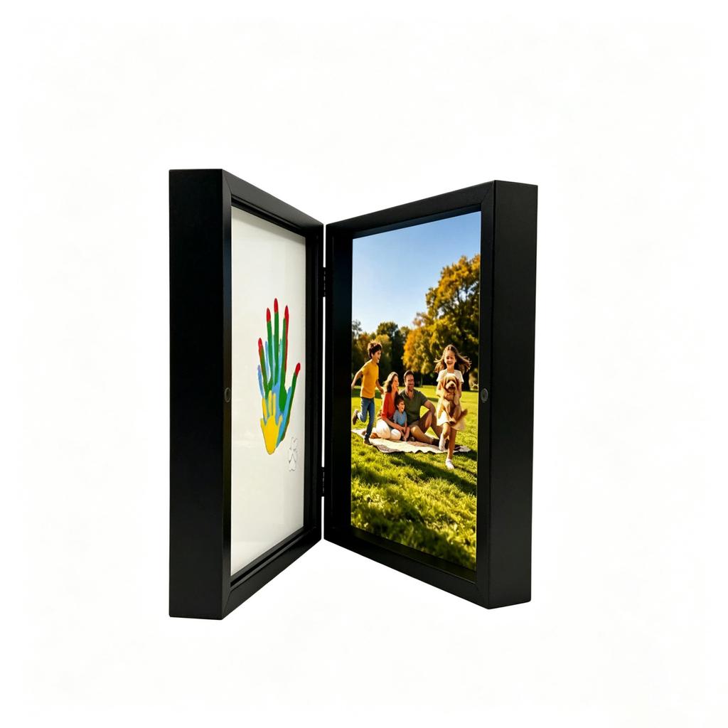 DIY Magnetic Folding Wooden Photo Frame, Tabletop Handprint Display Frame