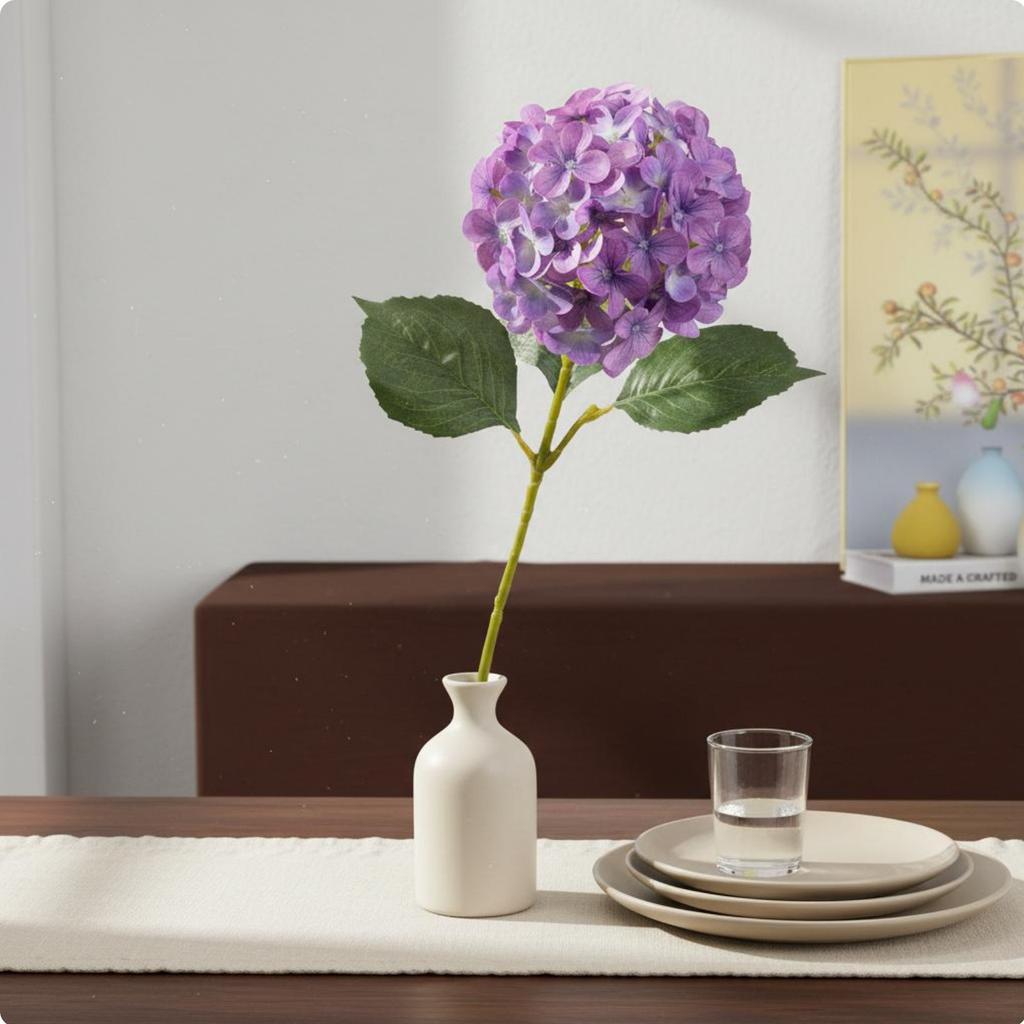 Fake Hydrangea Flower Reusable Artificial Hydrangea Stalk Long Stalk Fake Hydrangeas Real Feel Full Blooms for Table Centerpiece