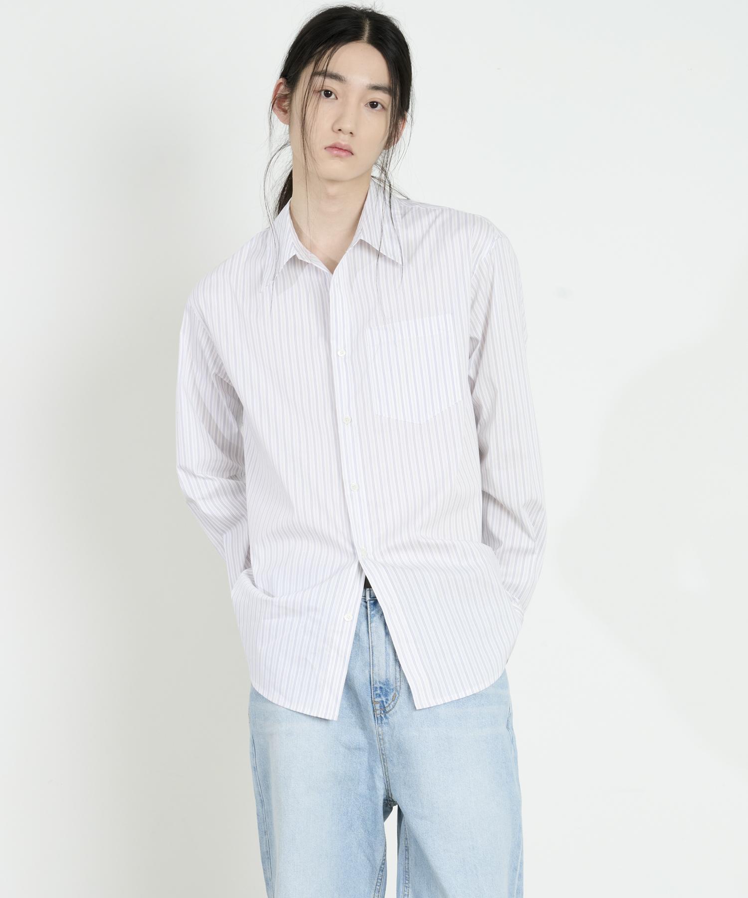 The Dusty White White Striped Standard Shirt M