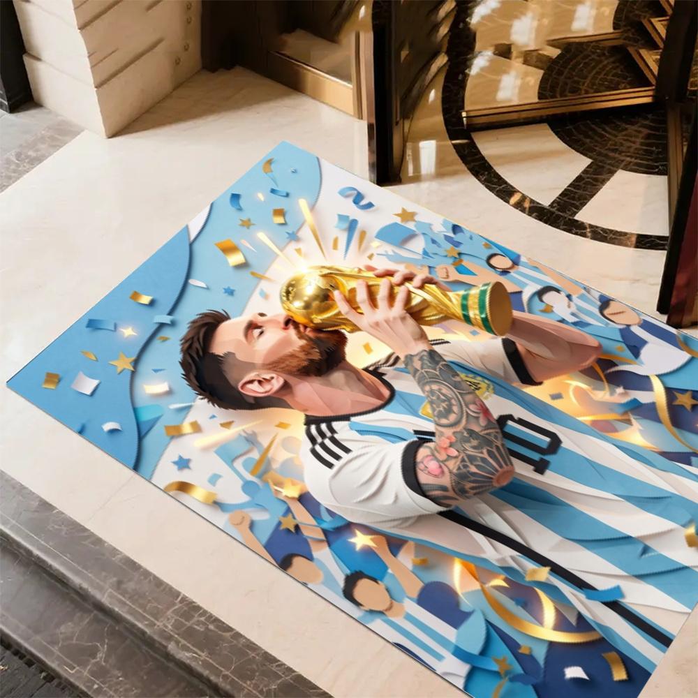 Messi World Cup Floor Mat Suitable For Dining Room Entryway Game Room Bedrooms Antislip Carpet Anime Office Decor