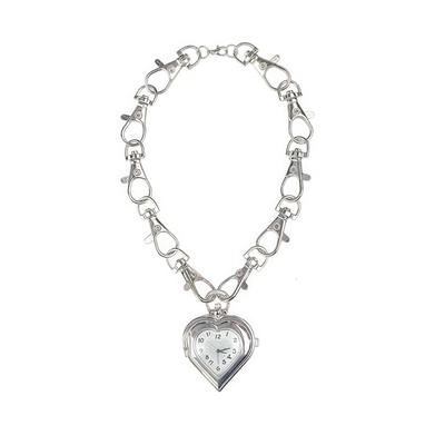Vintage Heart Pendant Necklace Retro Pocket Watch Charm Neckchain Lobster Clasp Chain Jewelry for Women Men Gift