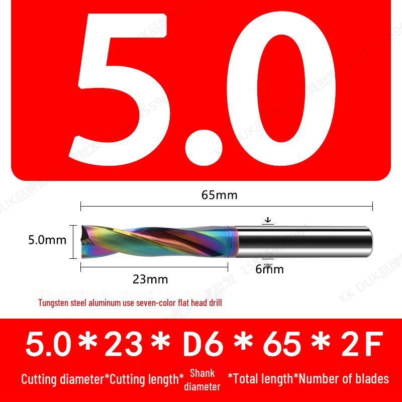 Tungsten Steel Flat Head Drill Bit for Aluminum, 180°, 4.1-6.0mm (0.1mm Intervals)