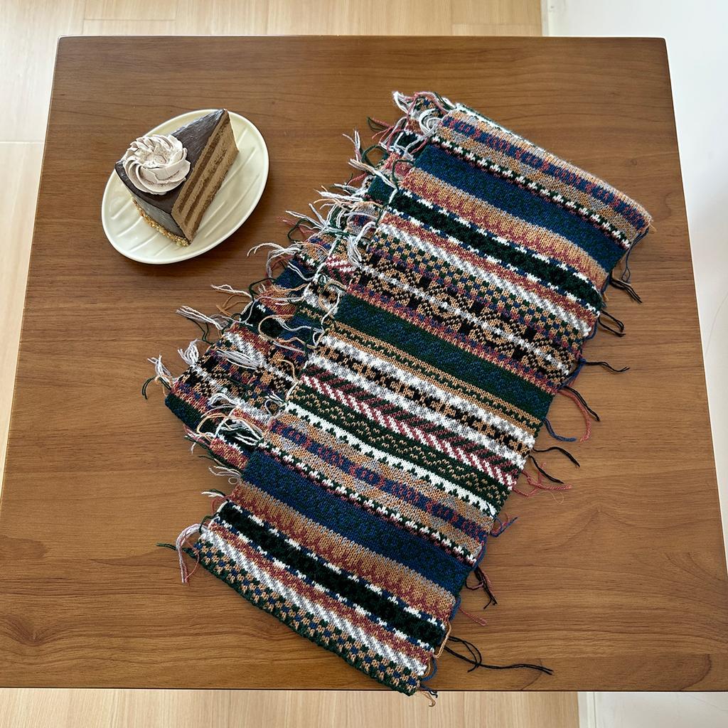 1Pc Multi-Color Graphic Fair Isle Wool Knitted Scarf With Tassels, Soft, Cold-Resistant, Versatile Neck Warmer