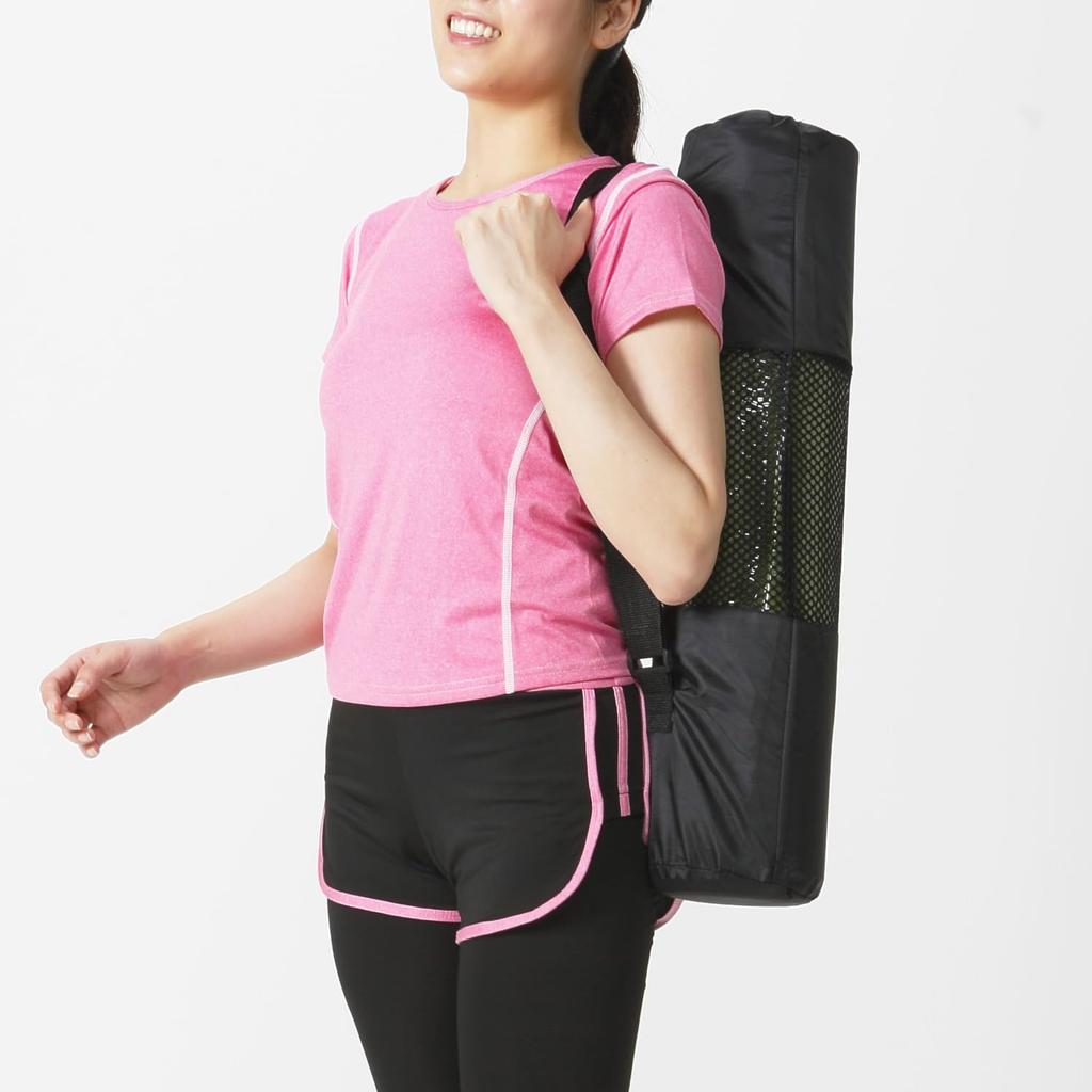 IRONMAN CLUB Training & Yoga Mat IMC-41 Black, 10mm Thick, Elastic Bands, Storage Case Included