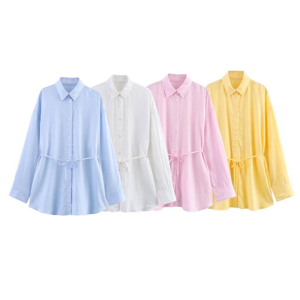Women's Multi-Color Waist-Defining Tie-Up Fashion Shirt