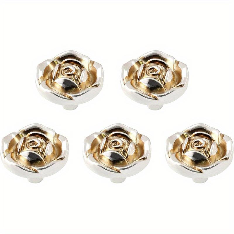 5 Pieces Antique Silver Zinc Alloy Rose Handles, Vintage Dresser/Closet Drawer Knobs for Cabinets & DIY Home Items
