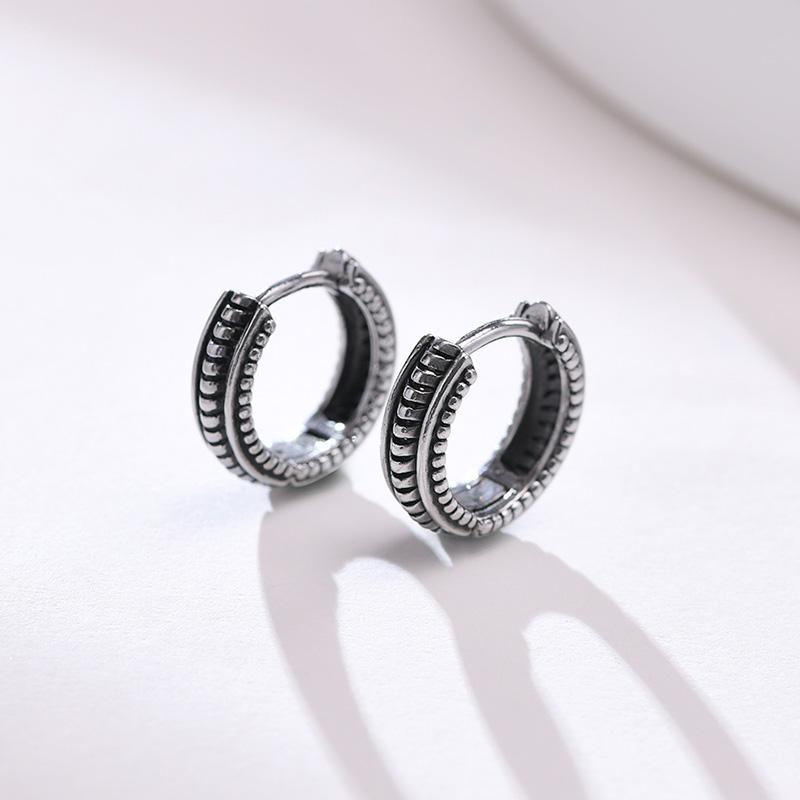 Pendientes de Aro Pequeños Huggie, Pendientes de Aro Gruesos Vikingos, Pendientes de Aro para Hombre, Acero Inoxidable Forma Redonda Círculo Joyería Retro para Hombre