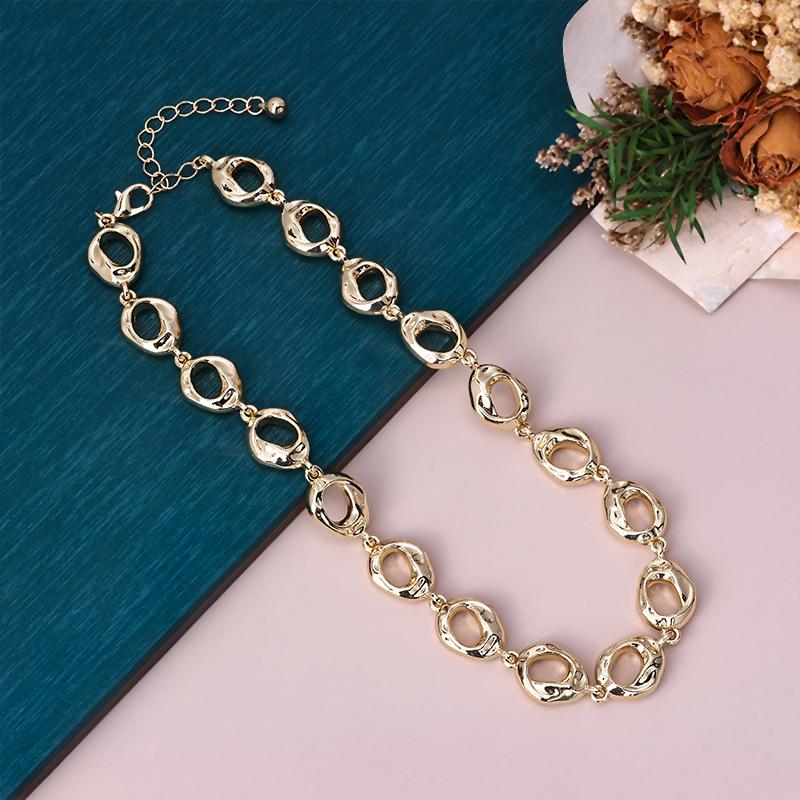 Meier Gold oval chain jewelry set - cross-border fashion punk street style necklace золотой