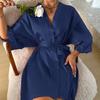 Danny Lin Women's Silk-Feel Casual Robe - Lightweight, Loose-Fit Cardigan Bathrobe with Tie