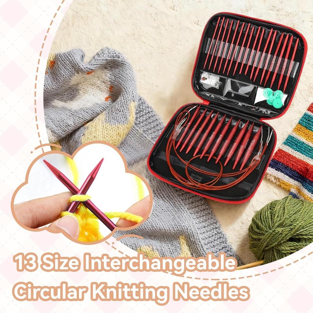 Genser heklenåler sett sirkulære strikkepinner sett DIY Craft Sytilbehør Garn Vev Strikkepinner Kit